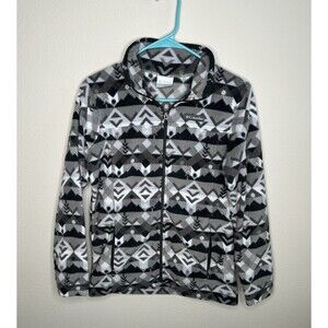Columbia Boys Size Large 14-16 Full Zip Fleece Gray Pattern Jacket